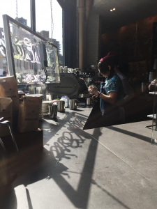 toby's estate coffee, west village - coffee bar reflection